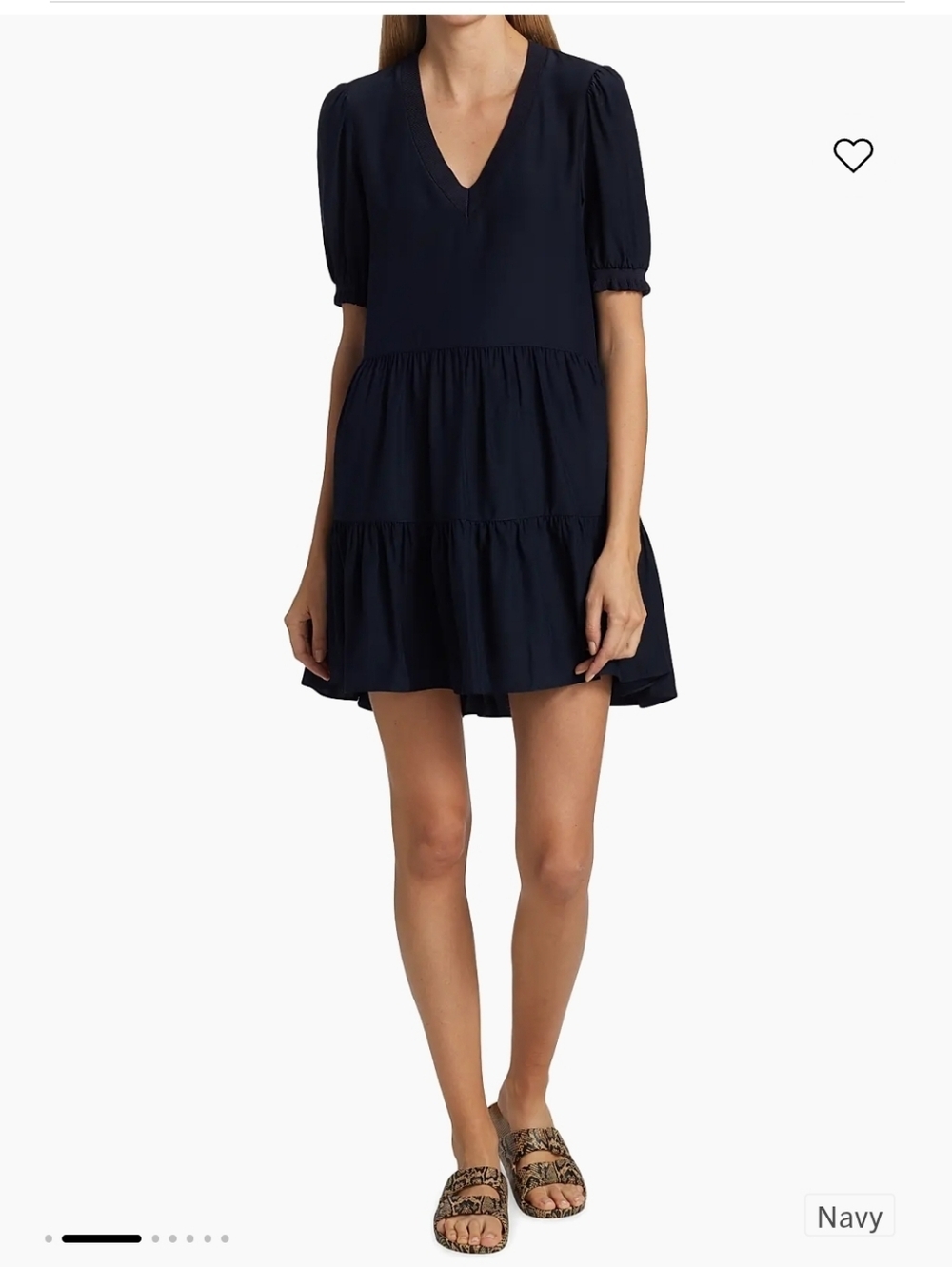 cinq a sept Navy Tiered V-Neck Short Dress